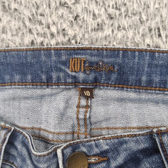KUT From The Kloth Jeans Women 10 Blue Mid Rise Stretch Denim Casual Distressed - Picture 4 of 10